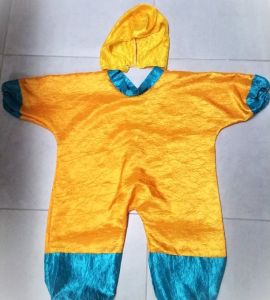 Kids Costumes to Hire - Yellow Onesie  with blue detail - 5 Years